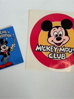 Walt Disney Productions Vintage Mickey Mouse Club Sticker with Mickey Card